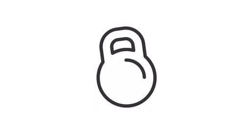 Animated Line Art Kettlebell Icon for Fitness