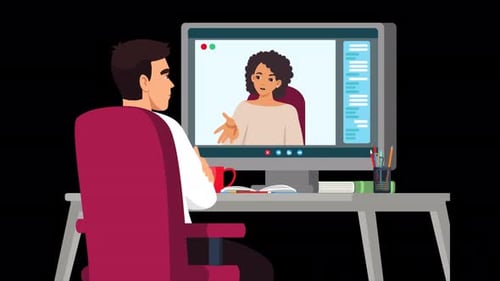 Business People Talking About Project by Video Call 4K Alpha Channel