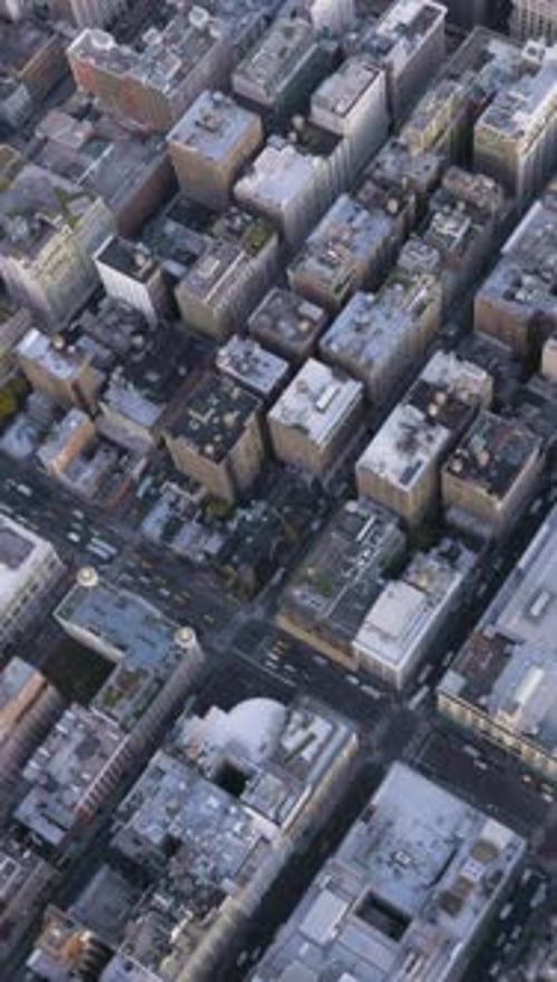 Cityscape of Midtown District in Manhattan Aerial TopDown Vertical View New York City Vertical Video