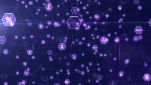 Futuristic Digital Network Connecting Business Icons