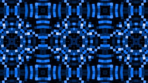 Blue Geometric Pixel Kaleidoscope Pattern Loop Background