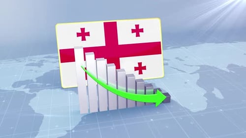 Georgia Economic Decline Bar Chart Graph Downward Green Arrow