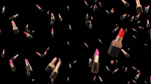 Animierter, fallender Lippenstift im Vollbildmodus, mehrfarbig, mit Alphakanal bei 60 Bildern pro Sekunde