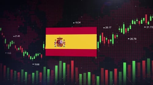 Animierte abstrakte Infografik des Aktienmarktes in Spanien