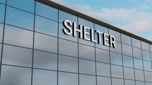 Airplane Passing Over a Shelter Building