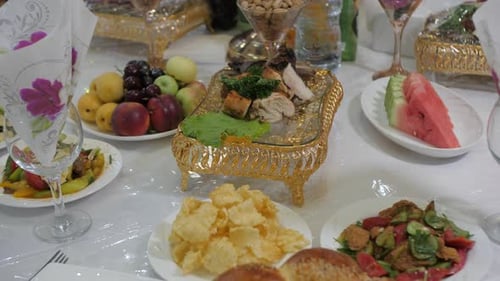 A table full of delicious food and drinks