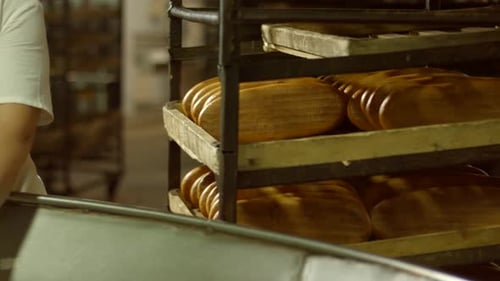 Stacking of Bread on Shelves