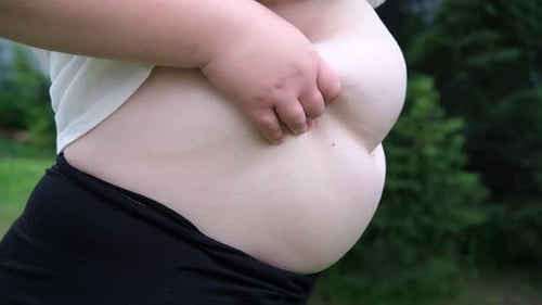 Close Up of Body Checking Stomach