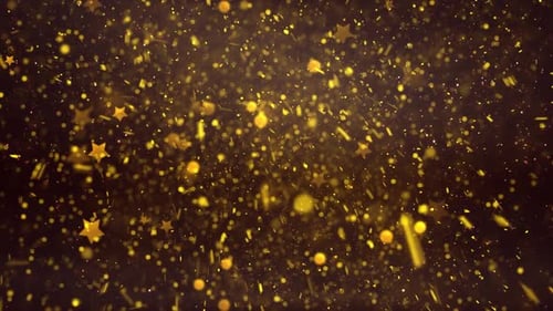 Golden Glittering Particles and Stars Celebration Background