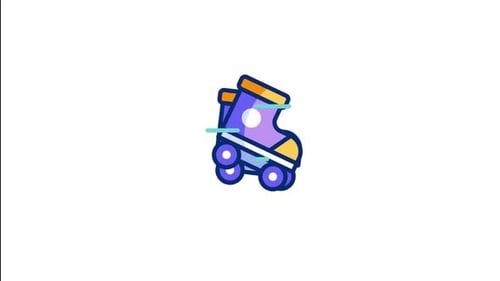 Animated Flat Design Roller Skate Icon