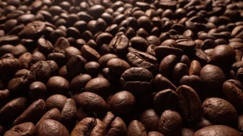 Macro View Of Aromatic Roasted Coffee Beans Textured Surface Rich Aroma