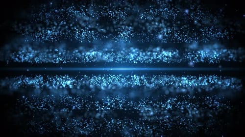 Abstract futuristic cyber world scene, sci-fi flying particles and dot surfaces, neon night space