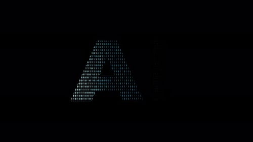 Futuristic AI Letters Formed by Digital Binary Code