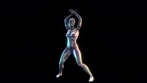 3D Metallic Female Body Fitness Animation