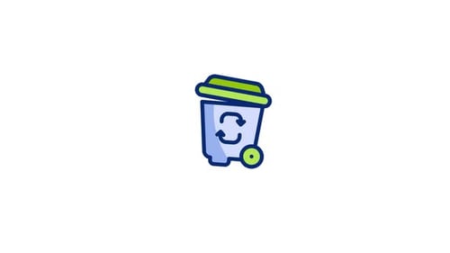 Animated Modern Recycle Bin Icon with Green Lid