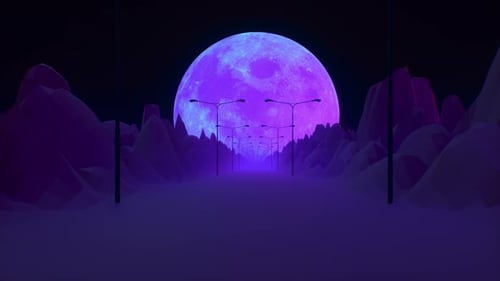 Synthwave Background Of Endless Road