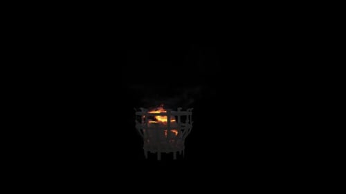 Realistic Fire Brazier Element with Burning Flames Animation