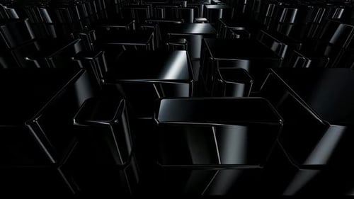 Luxury Business Background with Rotating Black Shapes, 3D Render, Exclusive, Reflection, Figures