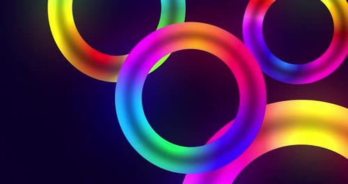 Colorful Fluid Glowing Rings Abstract Motion Background