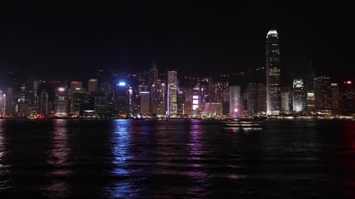 Night Hong Kong Harbour in Time Lapse