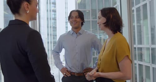 Engaging Discussion Among Business Professionals in Modern Office