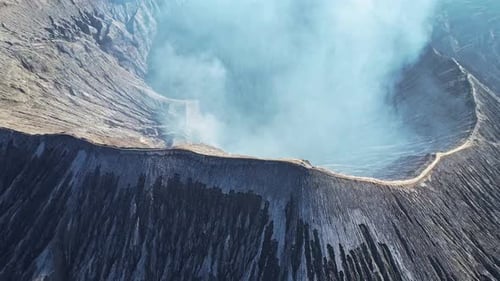 Stunning Aerial View of Active Mount Bromo in East Java, Indonesia