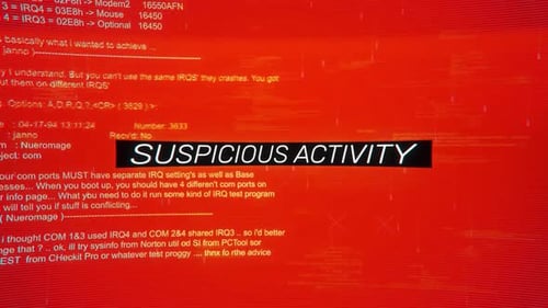 Glitchy Retro Computer Warning for Suspicious Activity