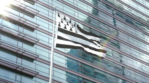 Waving Flag of Brittany Gwenn ha Du in Realistic Animation