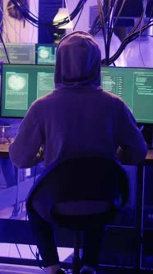 Vertical Video Diverse Team of People Running From Police Lights in Office