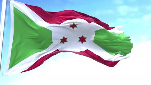 Burundi National Flag Waving with Realistic Fabric Simulation