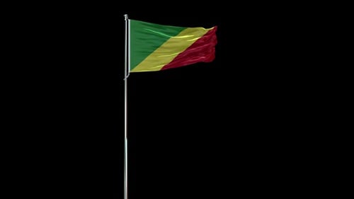 Realistic Republic of the Congo Flag Waving Animation