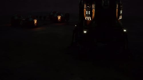 Mars Colony Base Illuminated in the Dark During Nighttime Operations