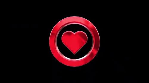 3D Red Heart Circle Icon 02