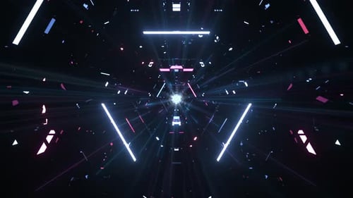 4K Technology Colorful Metal Cyberpunk Halo Glowing Tunnel Shuttle Stage Dance Background