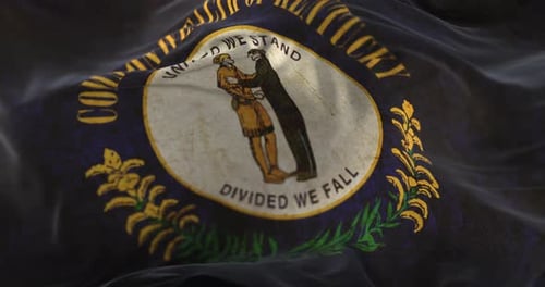 Waving Kentucky State Flag with Grunge Texture