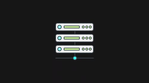 Animated Flat Design Server Rack Connection Icon