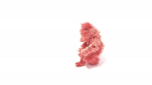 Abstract Pink Furry Creature Dancing Loop Animation