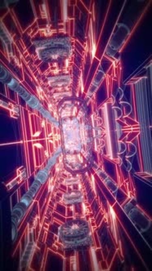 Vertical Video Futuristic SciFi Tunnel Animation