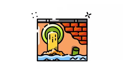 Icono animado de contaminación de ríos con canal alfa