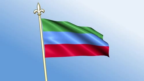 Realistic Waving Flag Animation with Green Blue Red Stripes