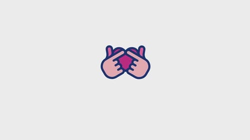 Flat Design Animated Finger Heart Gesture
