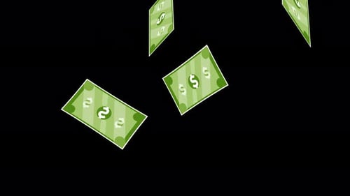 Falling Flat Design Money Bills Animation