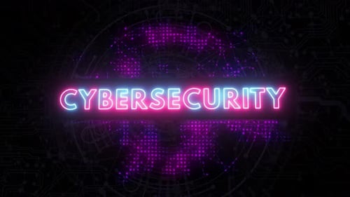 Neonlichteffekt für Cybersicherheit mit digitalem Schaltkreishintergrund