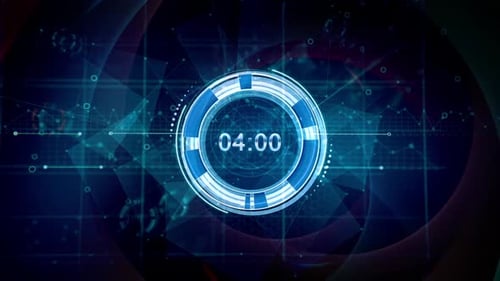 Futuristic Digital Countdown with HUD Interface Background