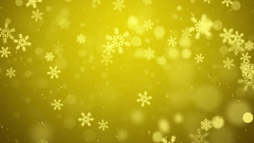 Golden Snow Flakes and Stars Particle Bokeh Winter