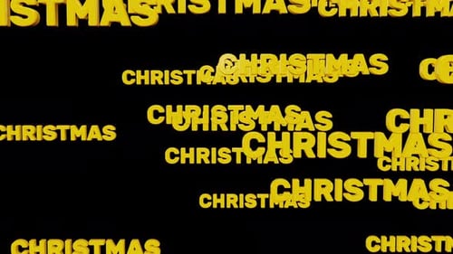 Animated 3D Golden Christmas Text Flowing on Black Background