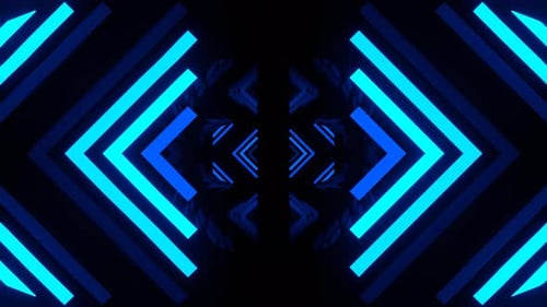 Blue Neon Light Elements Mirror Tunnel Background Vj Loop In 4K