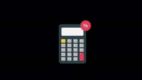 Animated Flat Design Calculator with Percent Discount
