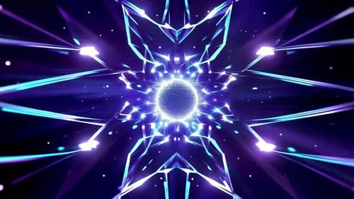 Loop mit geometrischer Bewegungsgrafik in Neonblau und Violett