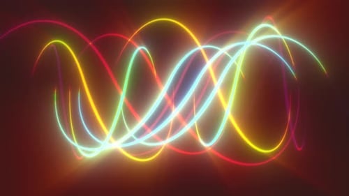 Abstract multicolored glowing energy lines on a black background